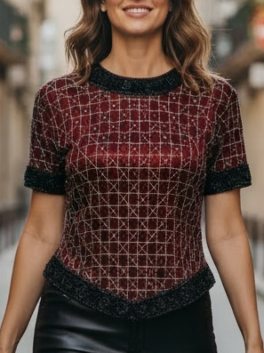 ✨ Papell Boutique Vintage 1980’s/1990’s Evening Beaded Silk Top - size S